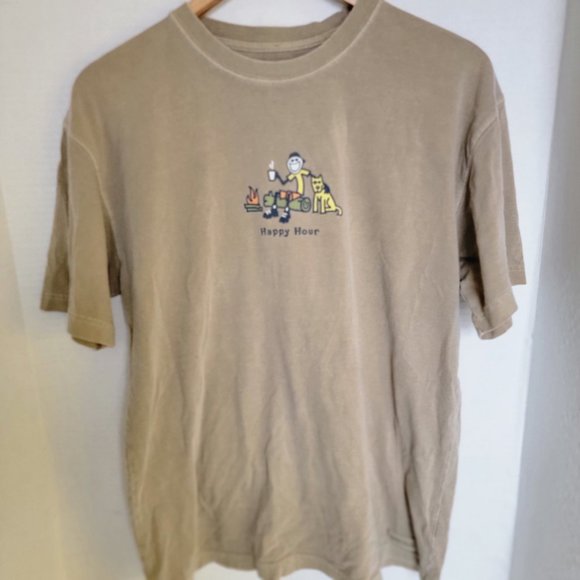 Life is Good Happy Hour Campfire Dog Smiley Jake Hot Drink SS M - Picture 7 of 10